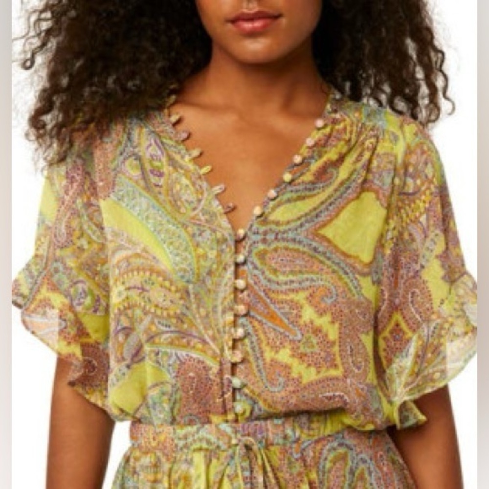 MISA Los Angeles‎ Para Paisley Print Top in Ischia Neon Paisle XS